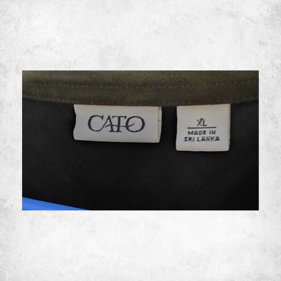 Cato Olive Green Faux Suede Button Front Shirt Jacket Women’s XL - Picture 2 of 6